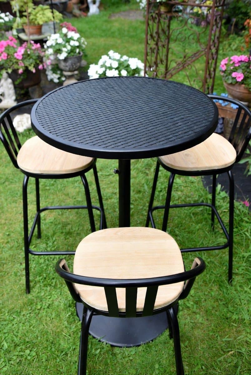 luxe 5 delige outdoor barset grijs poly rattan & massief
