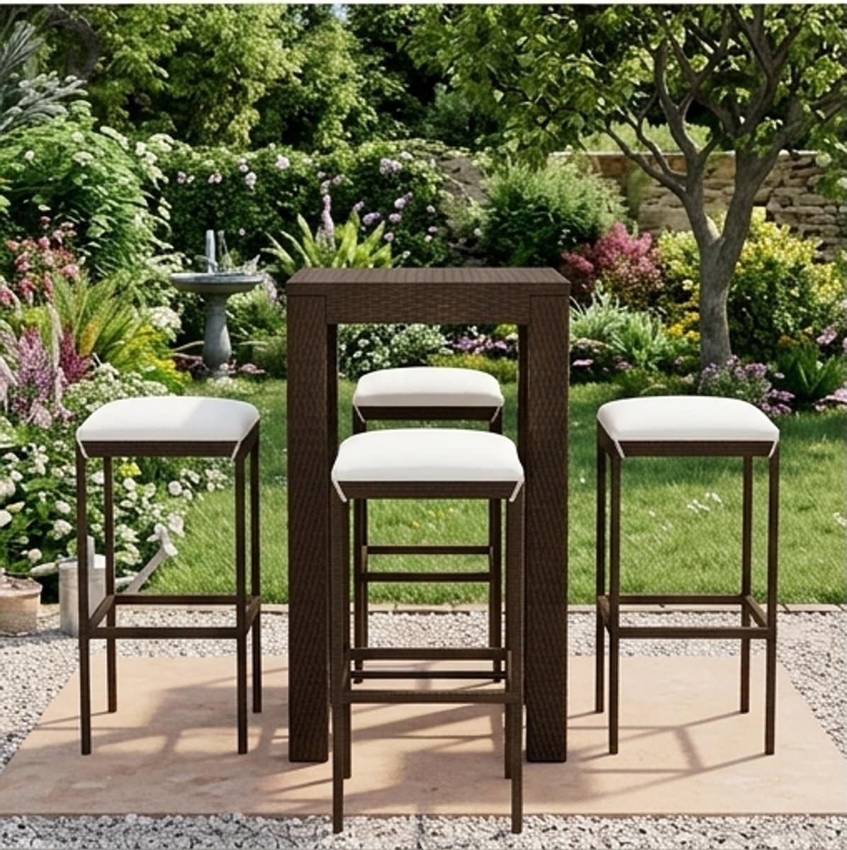 luxe 5 delige tuinbarset poly rattan bartafel met 4 comfortabele