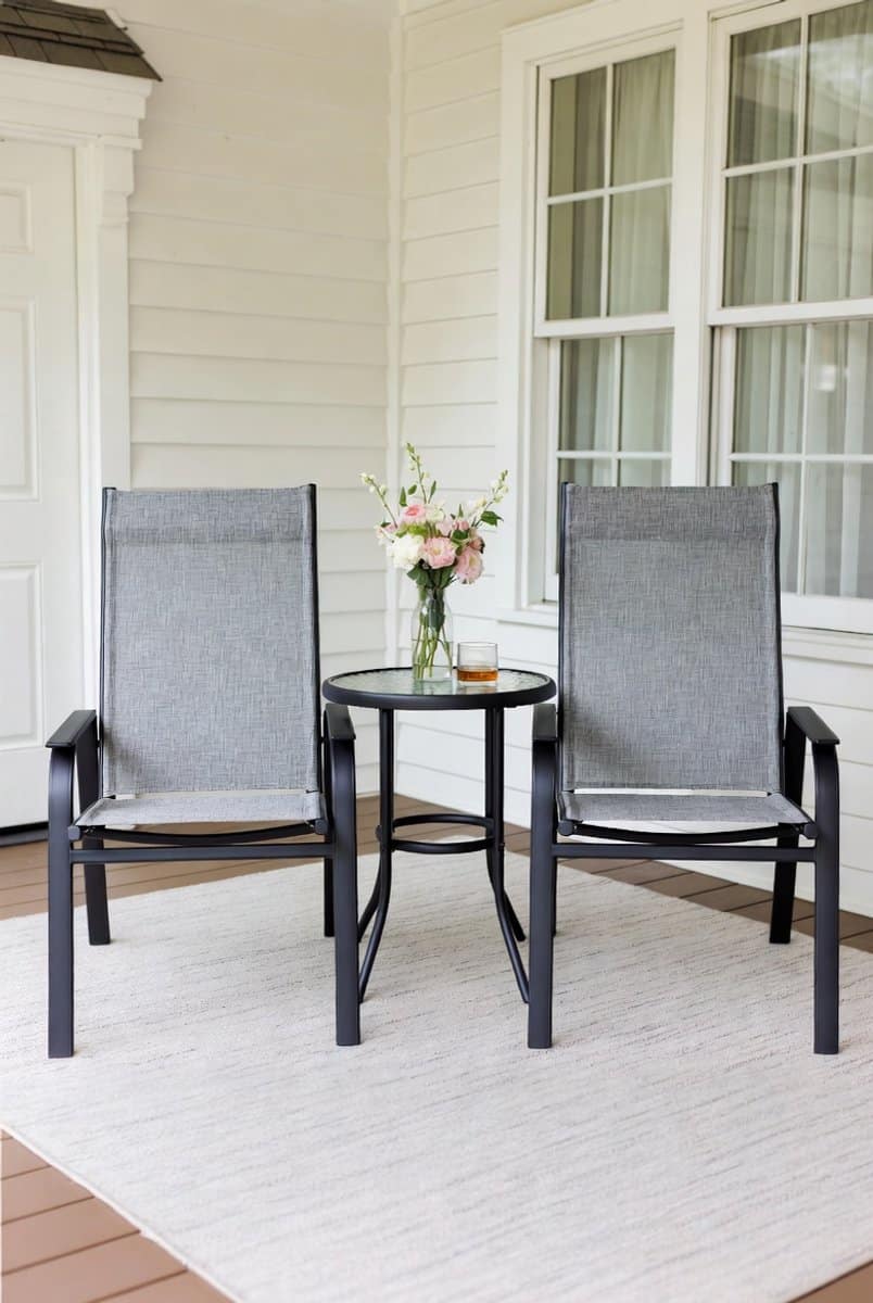 luxe balkonset 3 delig met bistrotafel & 2 stapelbare tuinstoelen grijs