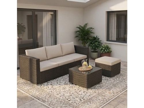 Luxe Hampton 4-zits Hoek Loungeset - Weerbestendige Rotan Tuinset L