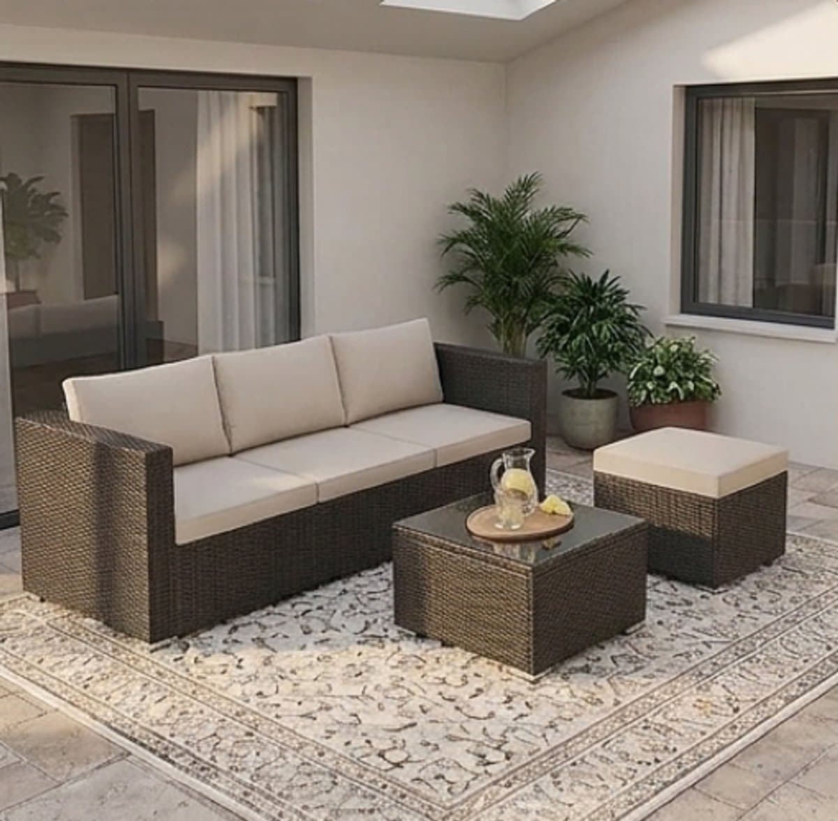 luxe hampton 4 zits hoek loungeset weerbestendige rotan tuinset l