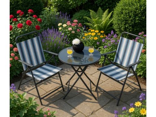 Luxe Inklapbare Bistroset 3-delig - Balkonset met 2 Stoelen en