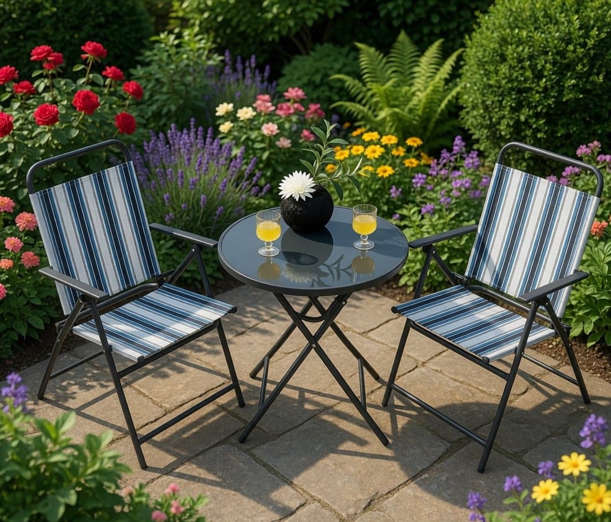 luxe inklapbare bistroset 3 delig balkonset met 2 stoelen en