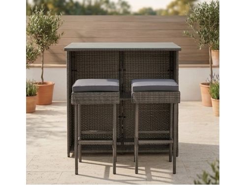 Luxe Polyrattan Barset Tuin - 3-delige Outdoor Bar Set met
