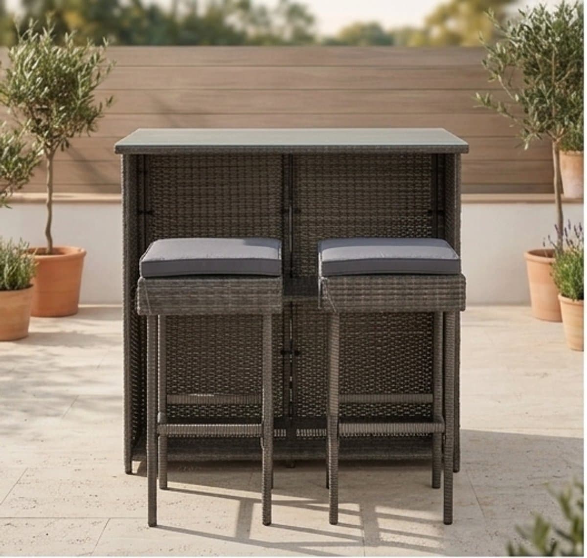 luxe polyrattan barset tuin 3 delige outdoor bar set met