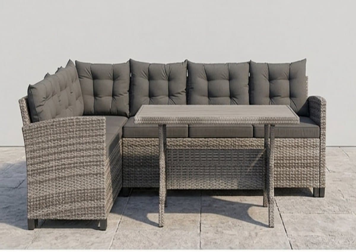 luxe polyrattan hoek loungeset 6 personen met tafel