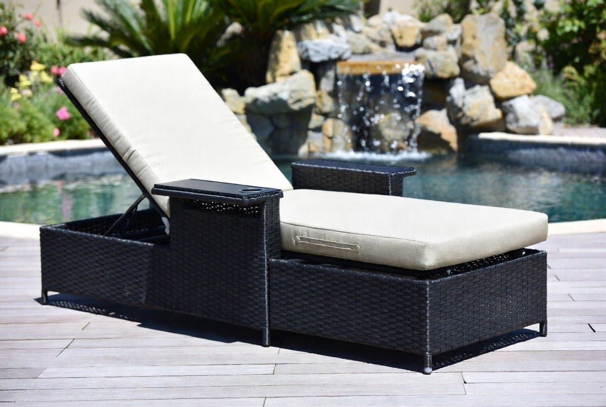 luxe polyrattan ligbed 200×58 cm met verstelbare rugleuning