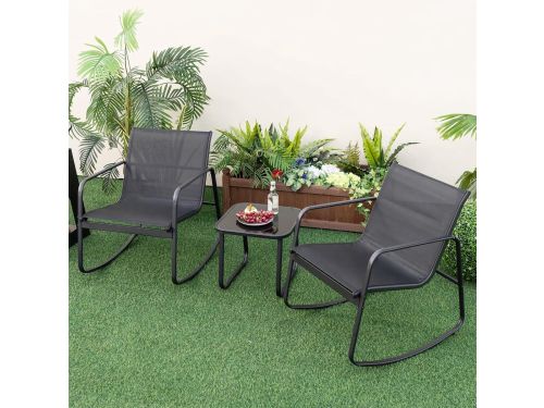 Luxe Schommelende Balkonset 3-Delig met Tafel en 2 Comfortstoelen
