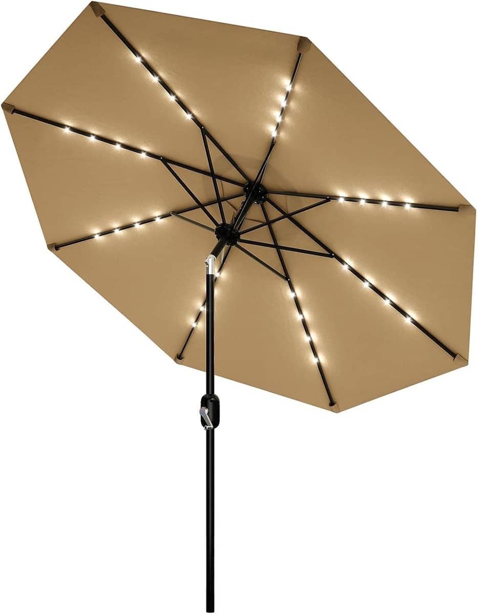 luxe stokparasol met 32 led verlichting op zonne