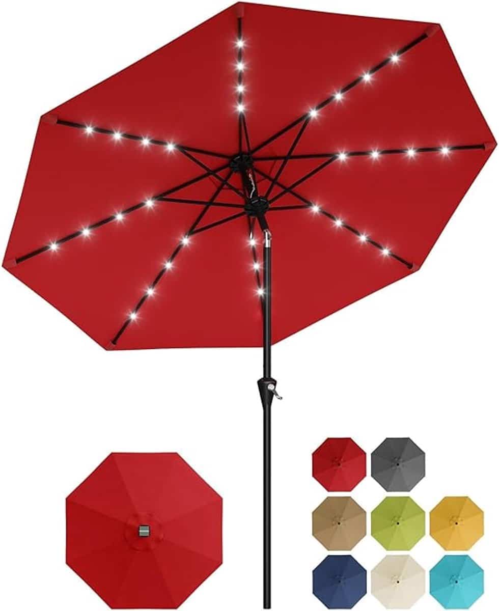 luxe stokparasol met 32 led verlichting op zonne