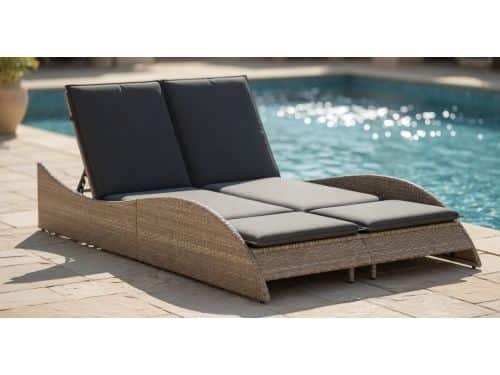 Luxe Verstelbaar Polyrotan Ligbed met Kussens - 3-Standen Zonnebed Tuin