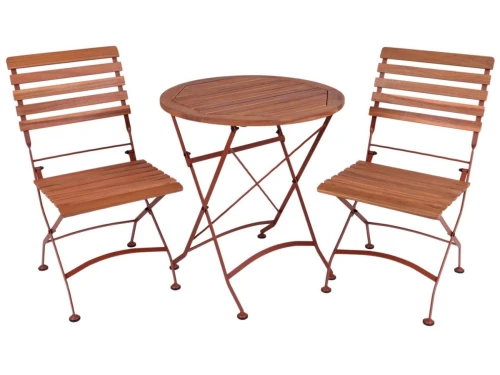 MaximaVida inklapbare ronde acacia bistroset Toscana 70 cm roestbruin