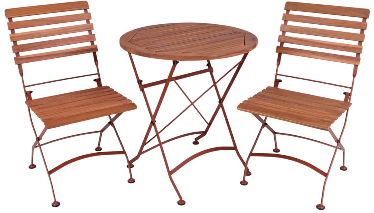 maximavida inklapbare ronde acacia bistroset toscana 70 cm roestbruin