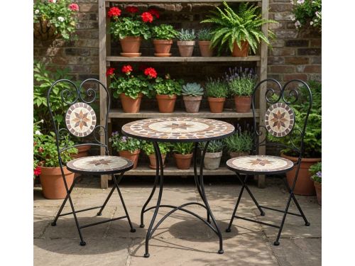 Mediterra 3-Delige Mozaïek Bistroset | Ronde Balkontafel Ø60cm + 2