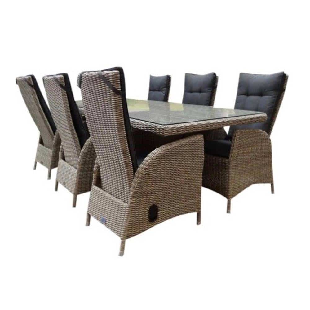menorca dining tuinset 220x100xh78 cm verstelbaar 7 delig kobo grijs