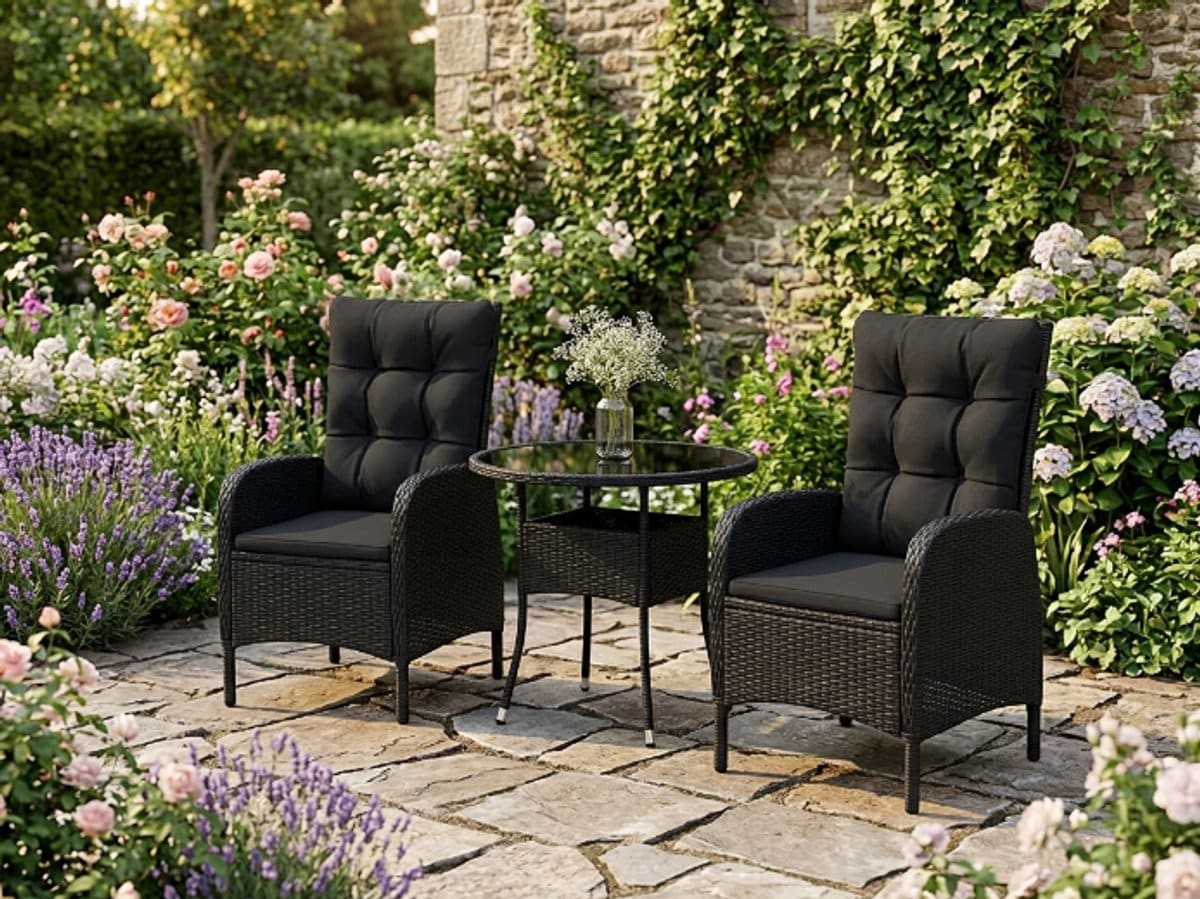 milano luxe bistro lounge set 3 delige poly rotan balkonset
