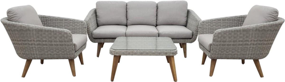 mire loungeset 4 delige tuinset wicker & acaciahout