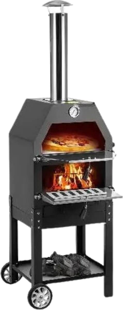 mishar luxe bbq pizza oven 2 in 1 houtoven