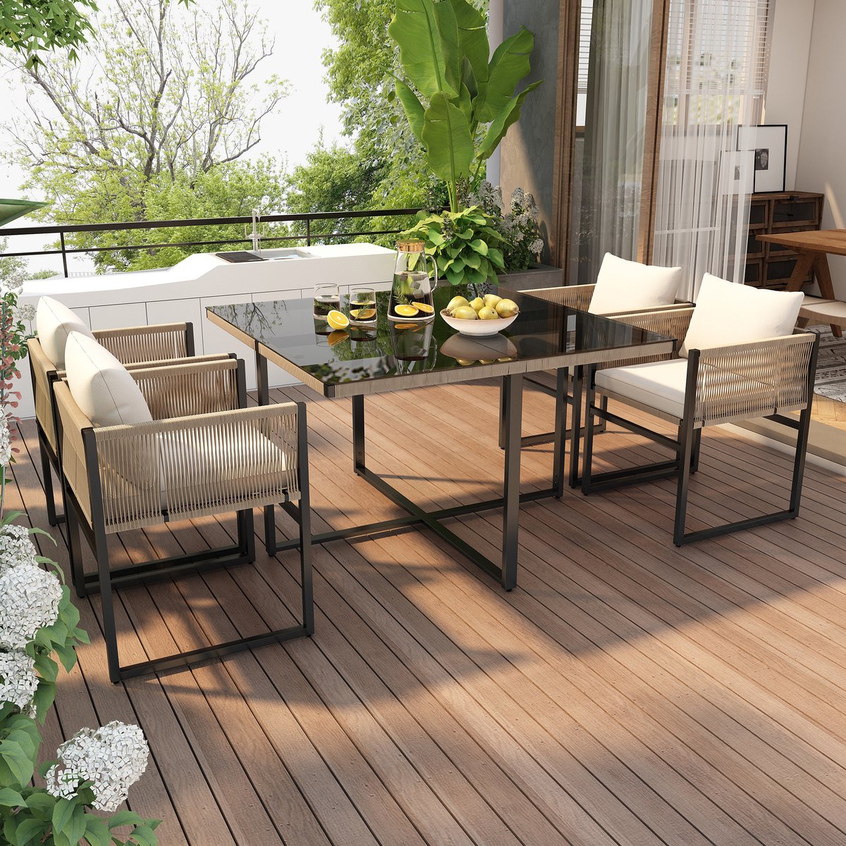 modenuit tuinset 110 x 110 cm tafel met 4