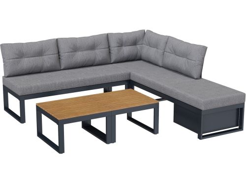 Modulaire Tuin Loungeset Diepgrijs - 3-standig Verstelbare Rug, Opbergruimte