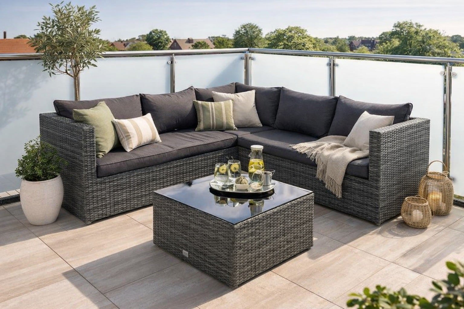 montana loungeset 4 delig earl grey / donker antraciet