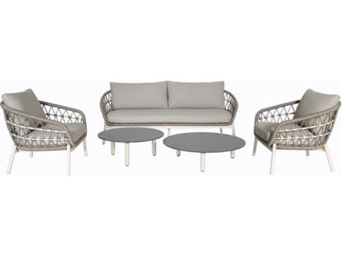 Montreal stoel bank loungeset 5 delig taupe rope