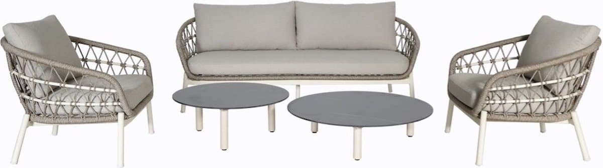 montreal stoel bank loungeset 5 delig taupe rope