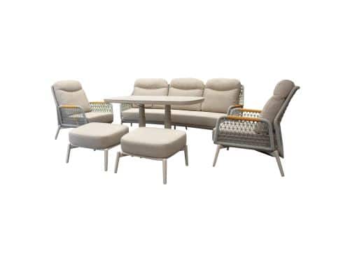 Monza stoel bank dining loungeset 6 delig verstelbaar latte rope