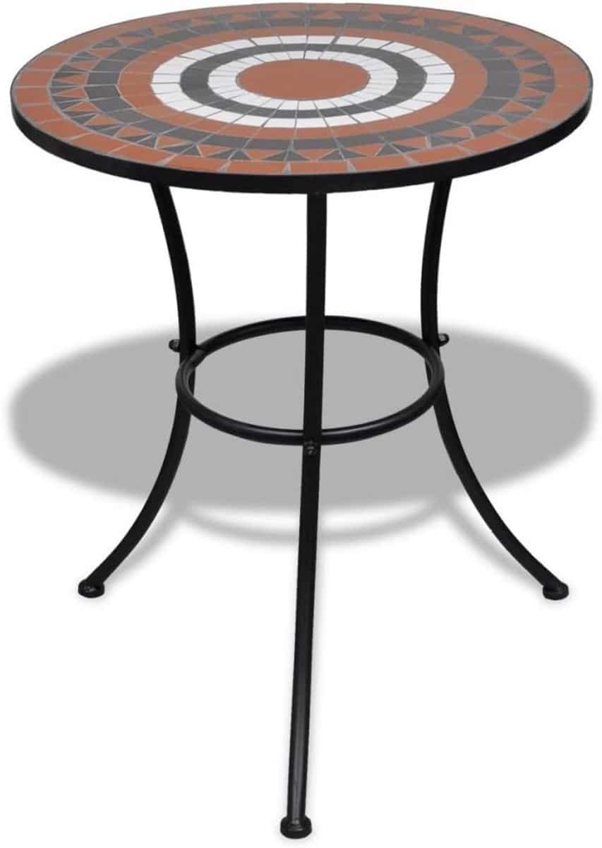 mozaïektafel tuin bijzettafel rond buiten zitten keramiek