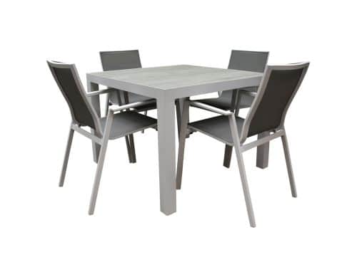 New Valley Fresno dining tuinset 100x100xH74 cm 5 delig aluminium wit