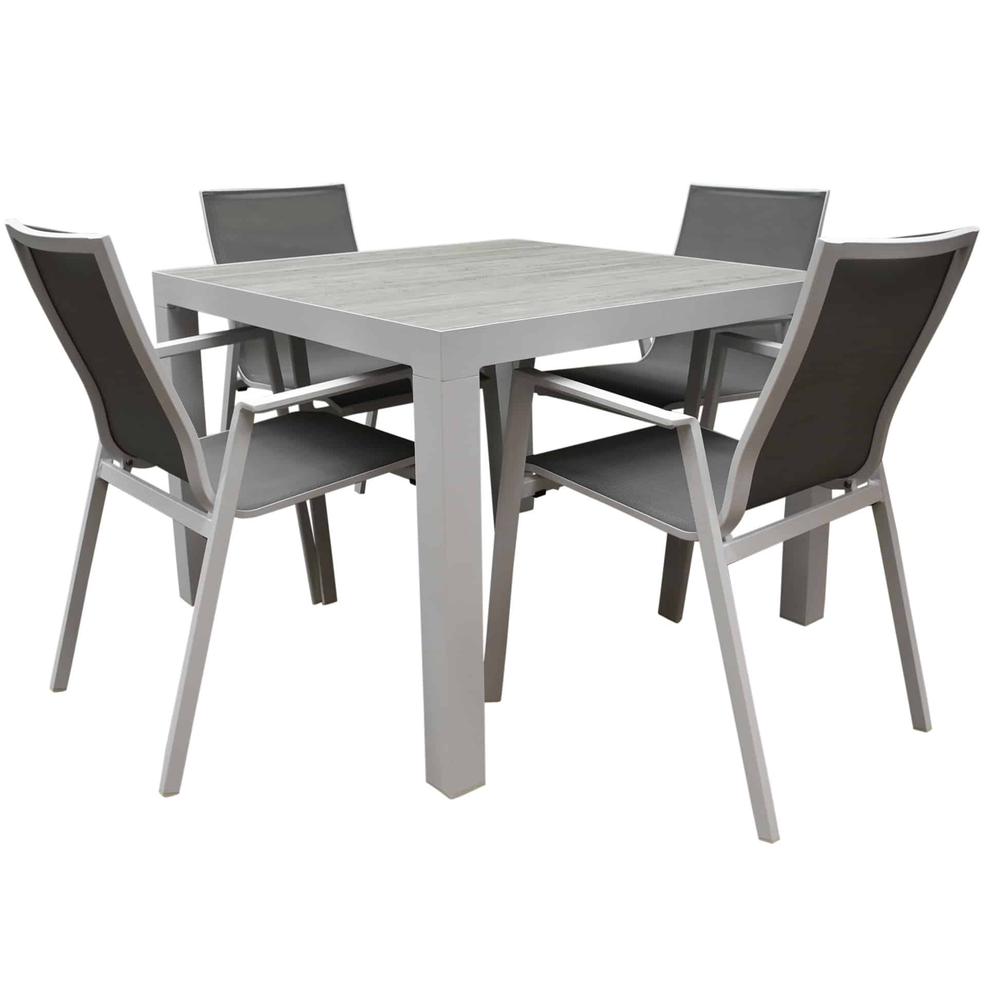 new valley fresno dining tuinset 100x100xh74 cm 5 delig aluminium wit