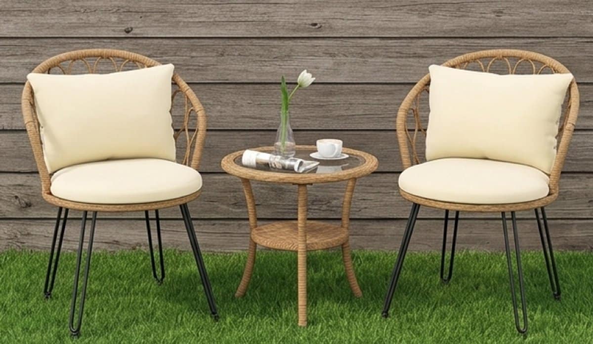 nordic luxe 3 delige rotan balkonset scandinavische tuinmeubelset met kussens