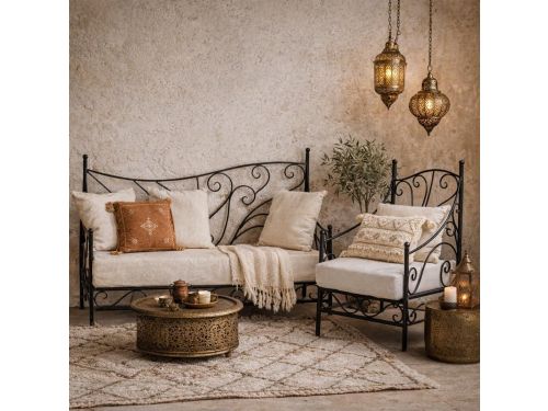 Oosterse lounge stoel, tuinstoel van metaal, Murcia, 60 cm groot