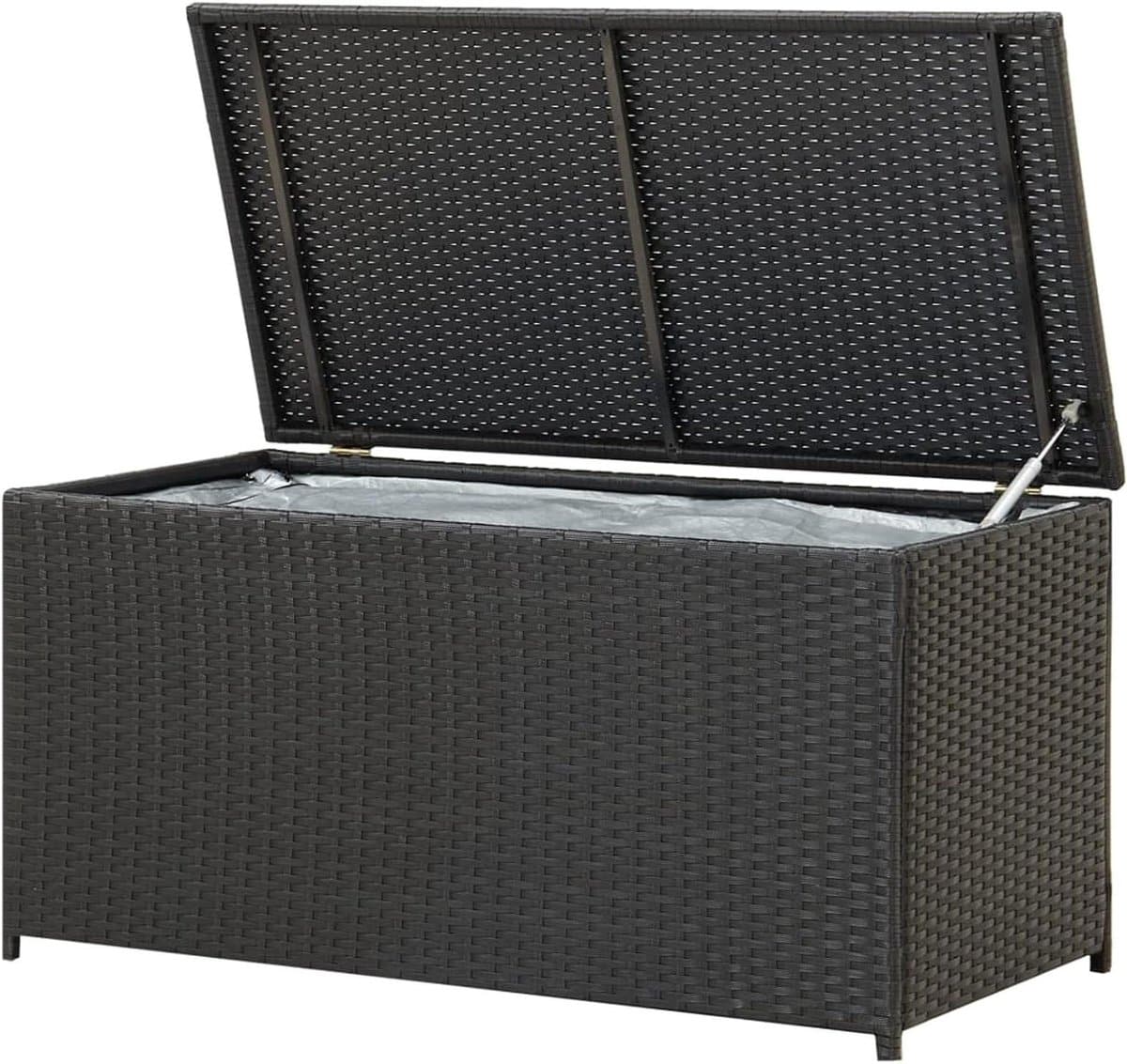 opbergbox tuin kussenbox polyrotan buiten spullen opbergen