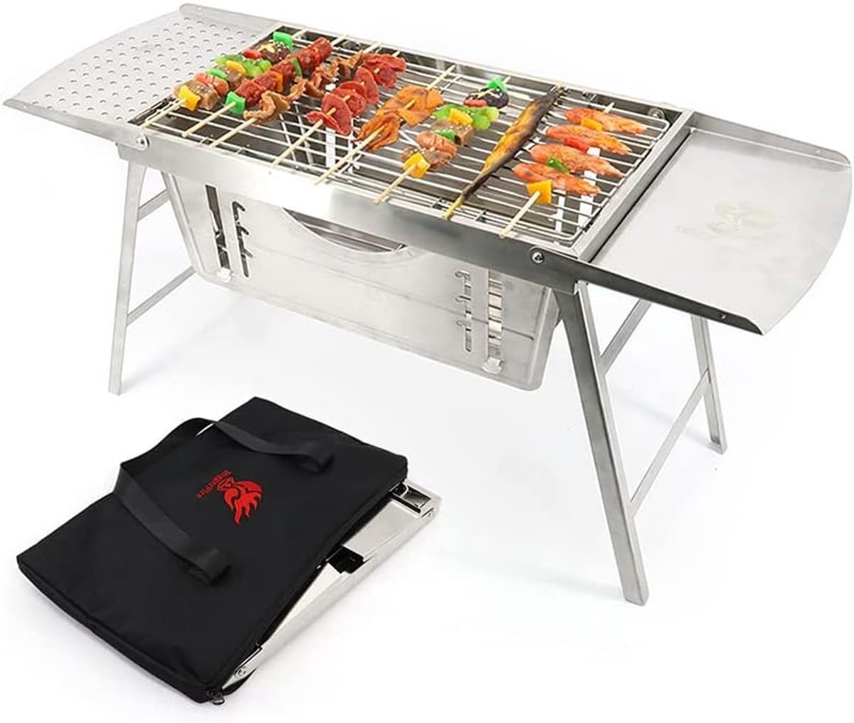 opvouwbare draagbare houtskool grill voor camping rvs bbq grill