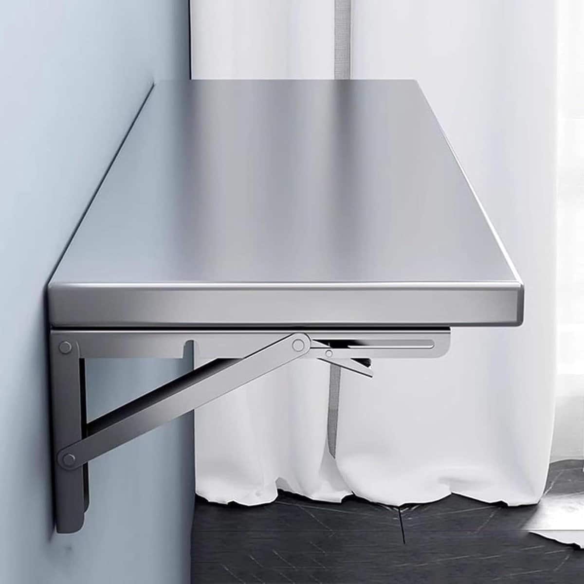 opvouwbare wandtafel klaptafel werkblad ruimte besparen roestvrij