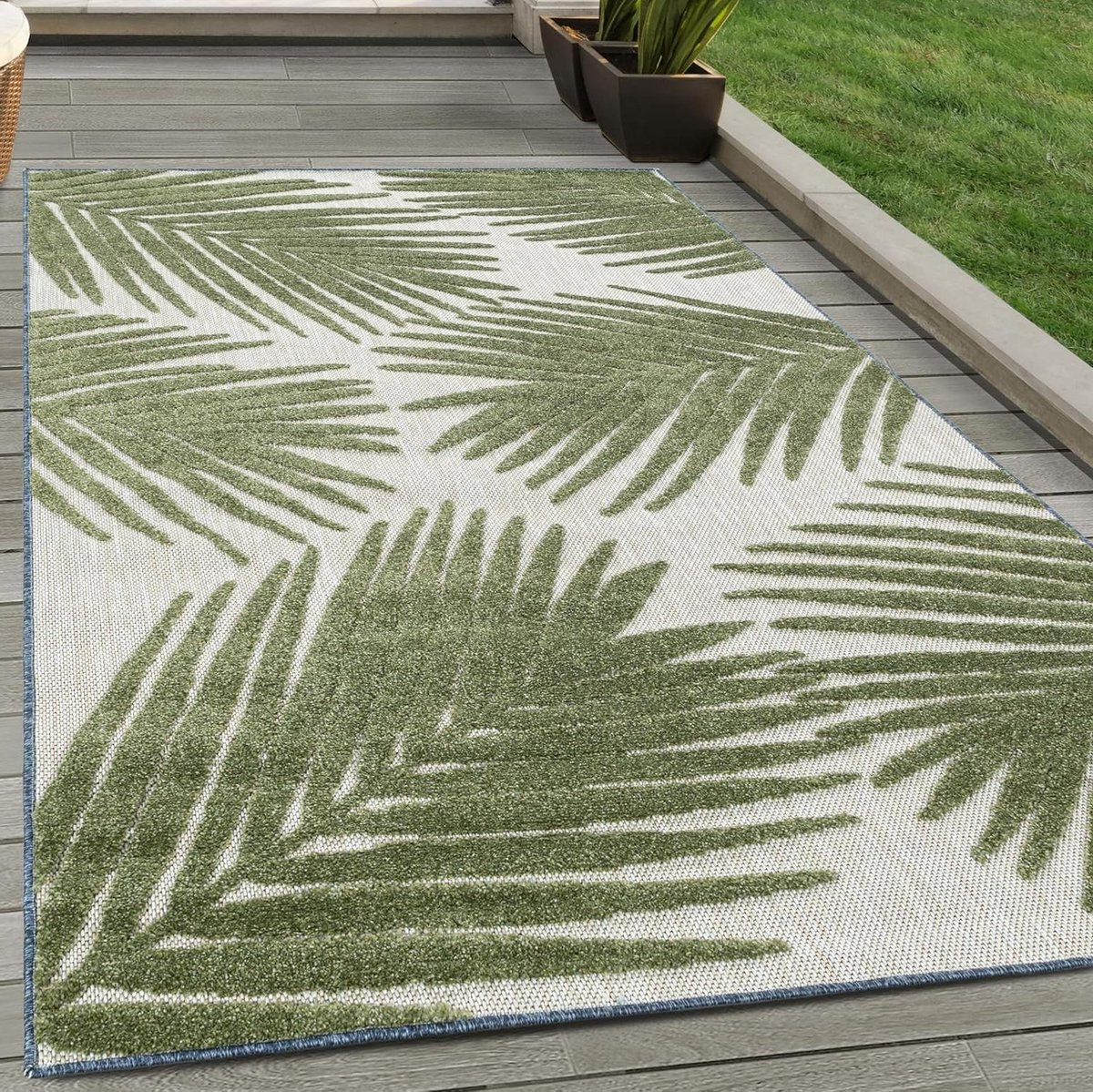 outdoor tapijt buitenkleed vloerkleed terras decoratie palmboom