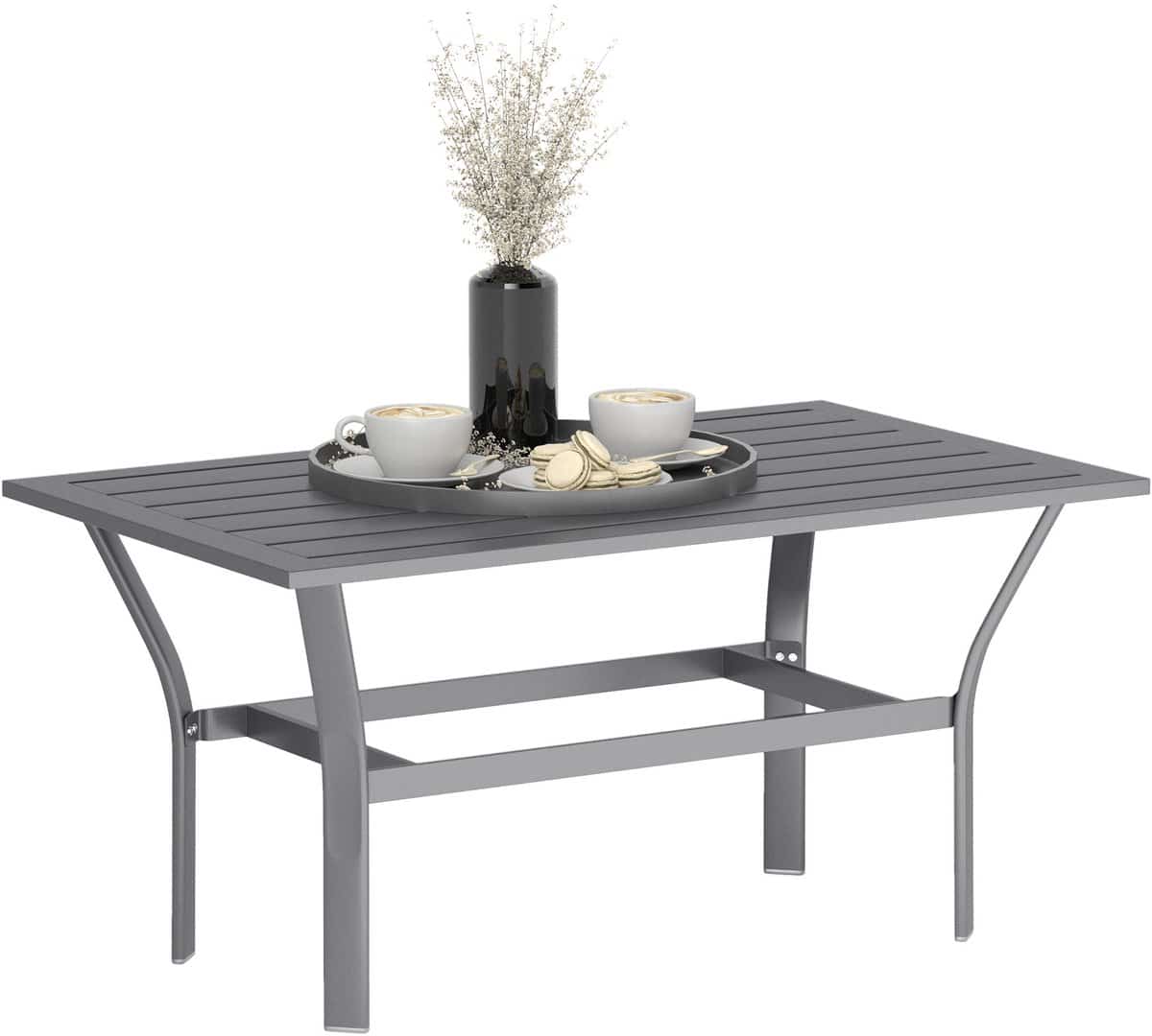 outsunny bijzettafel metaal 91,5x55x45 cm donkergrijs