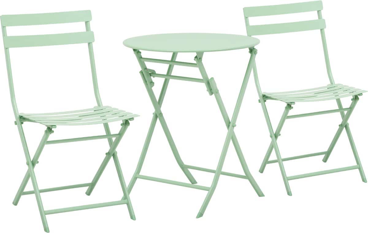 outsunny bistroset 3 delig met 2 stoelen groen