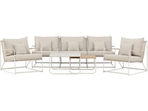 Palazzo lounge set 1 bank, 2 stoelen, 2 salontafels beige.