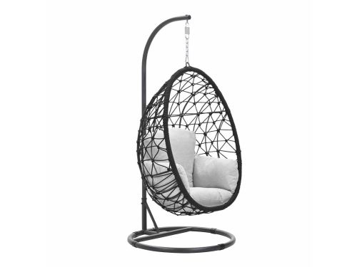 Panama hangstoel - eivorm - carbon black - rope zwart