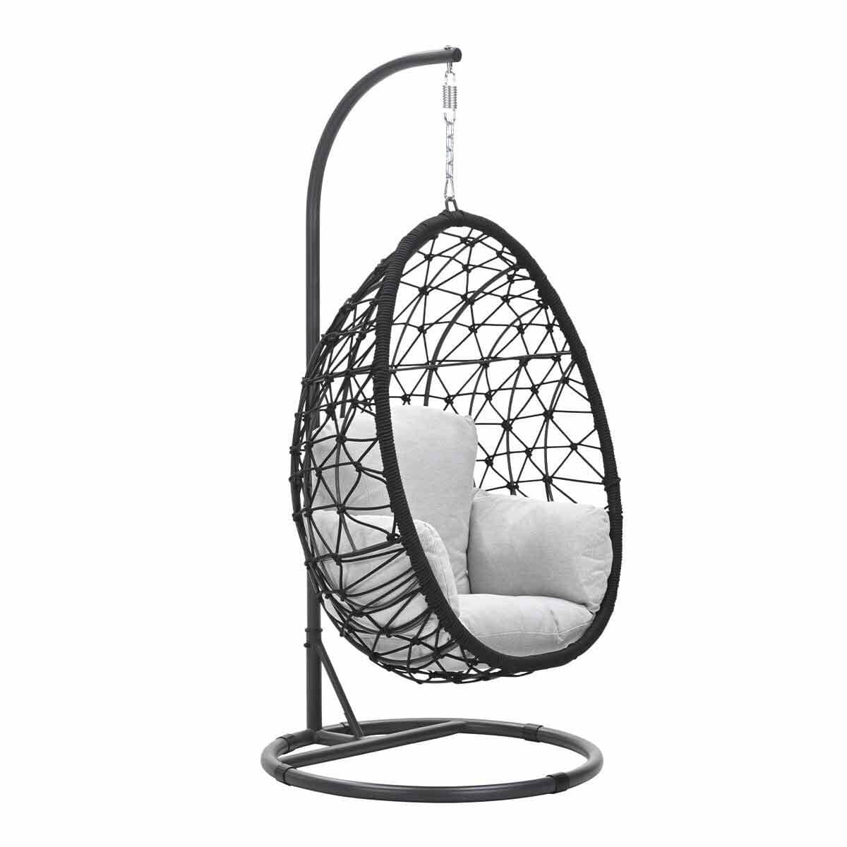 panama hangstoel eivorm carbon black rope zwart