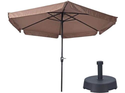 Parasol Gemini Taupe Ø300 cm + inclusief parasolvoet 25 kg