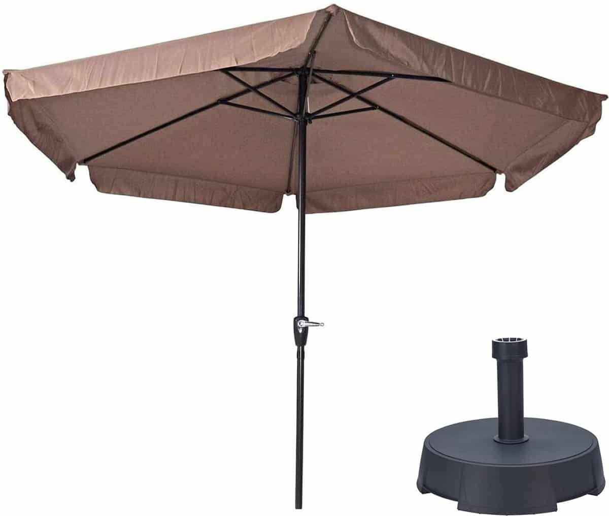 parasol gemini taupe Ø300 cm + inclusief parasolvoet 25 kg