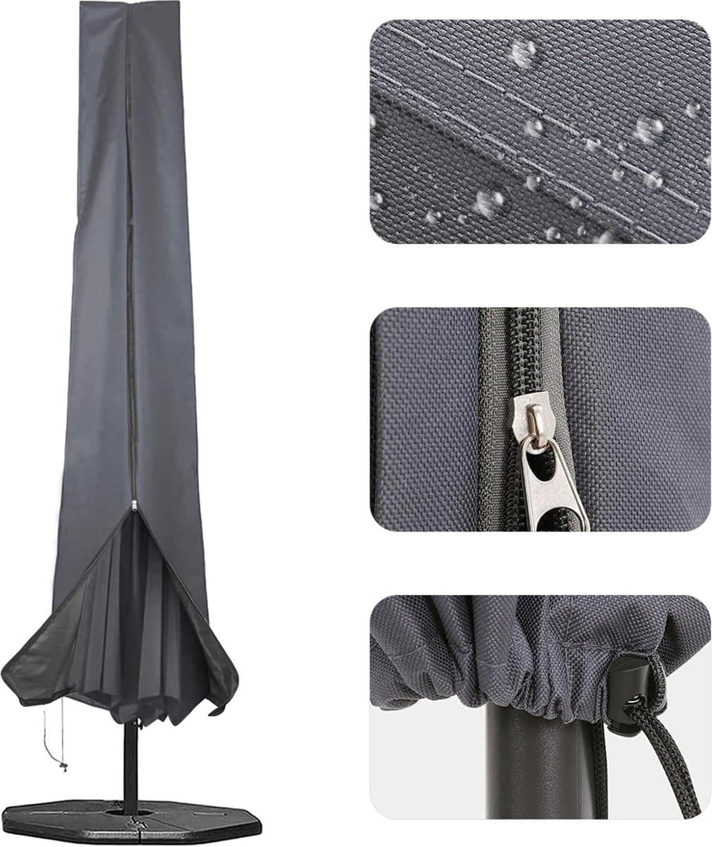 parasolhoes, 190x25x50cm parasolhoezen 600d oxford stof pvc coating met ritssluiting geschikt voor