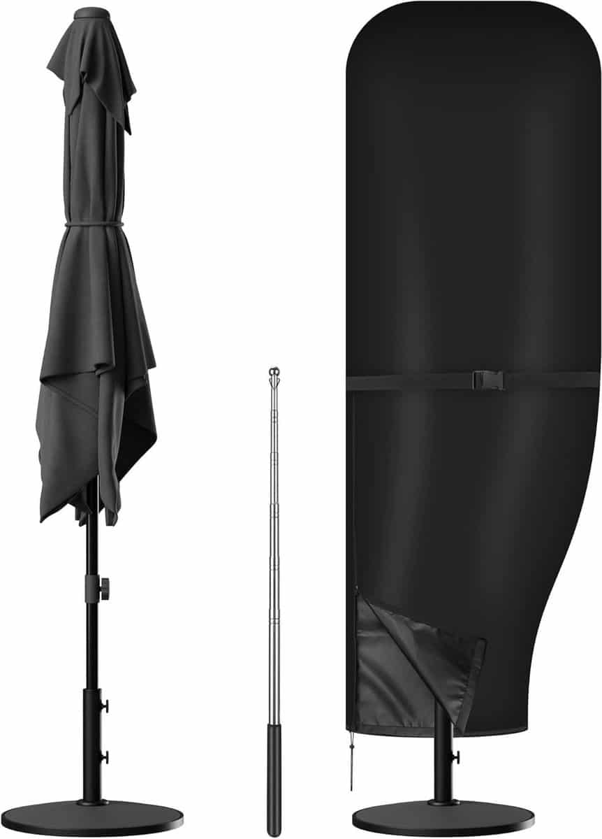 parasolhoes 215x30x66/44 cm zwart, uv bescherming, winddicht, voor tuinparasol