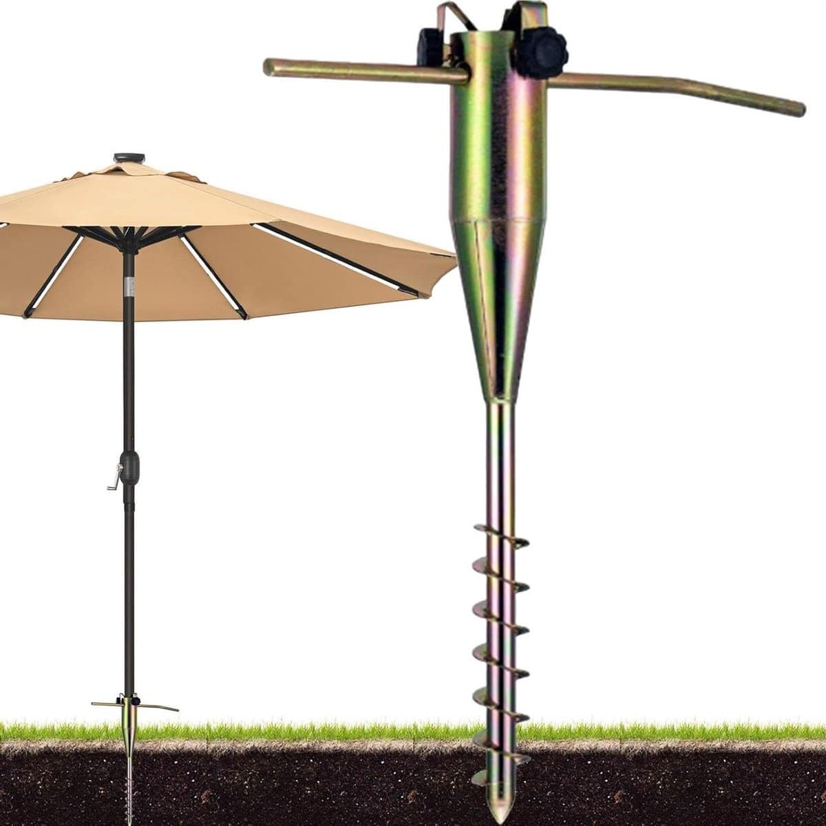 parasolvoet in grond grondbevestiging parasol stabiele schaduw creëren