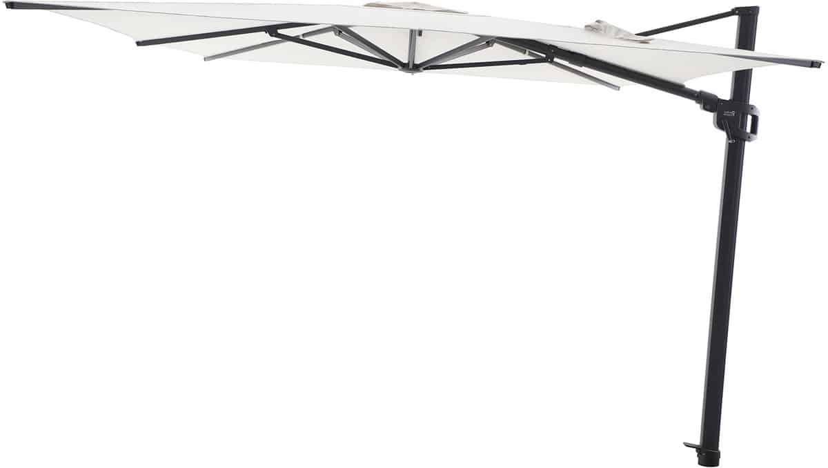 perfect shadow eclipse zweefparasol 300×300 cm. ultra antraciet/soft sand