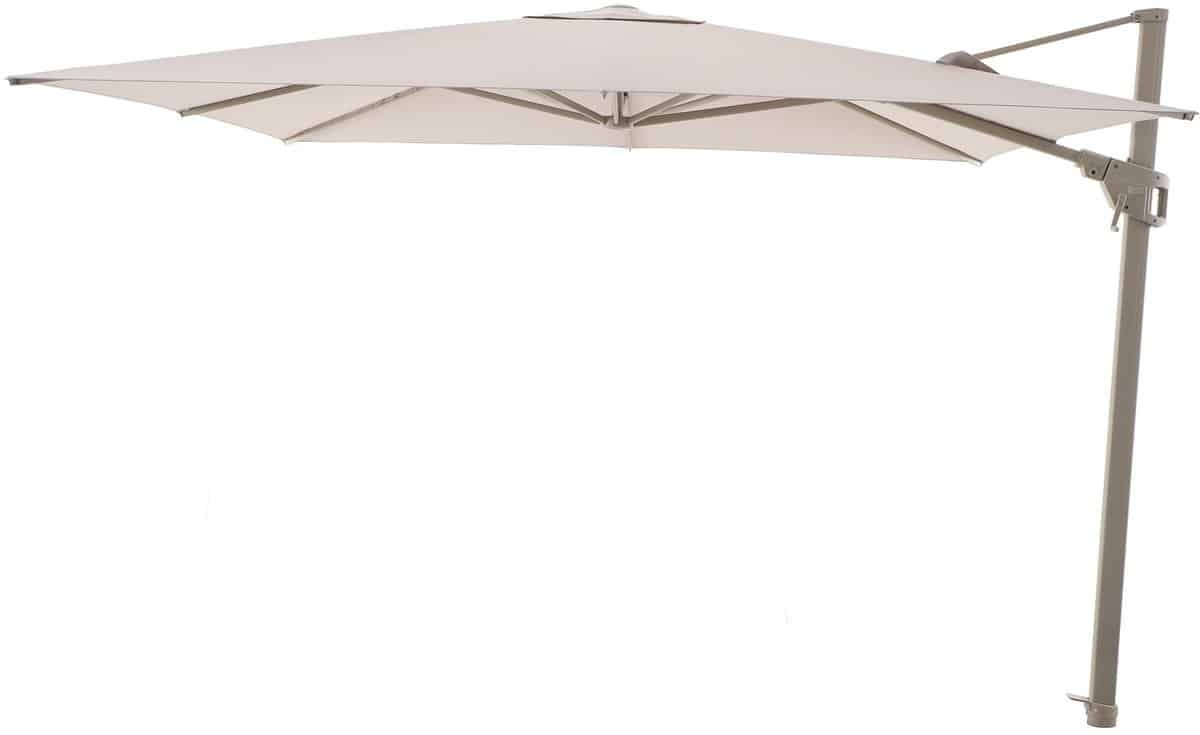 perfect shadow luna zweefparasol 300×300 cm. flex+ latte/soft sand