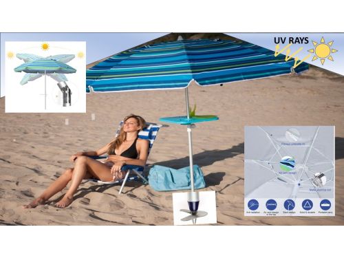 Pincho - LUXE ROBUSTE STRANDPARASOL MARBELLA 200 cm - Blauw